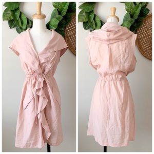 ( BCBG ) Azria Pink Reagan Cowl Hood Ruffle Dress